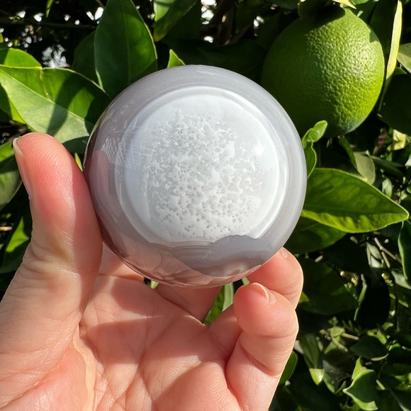 Flower Agate Sphere With Banding - Picture 7 of 10